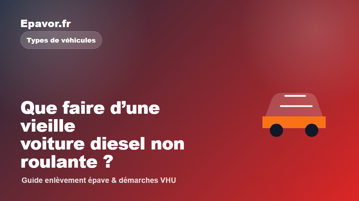 Que faire d’une vieille voiture diesel non roulante - guide Epavor pour véhicule hors d’usage