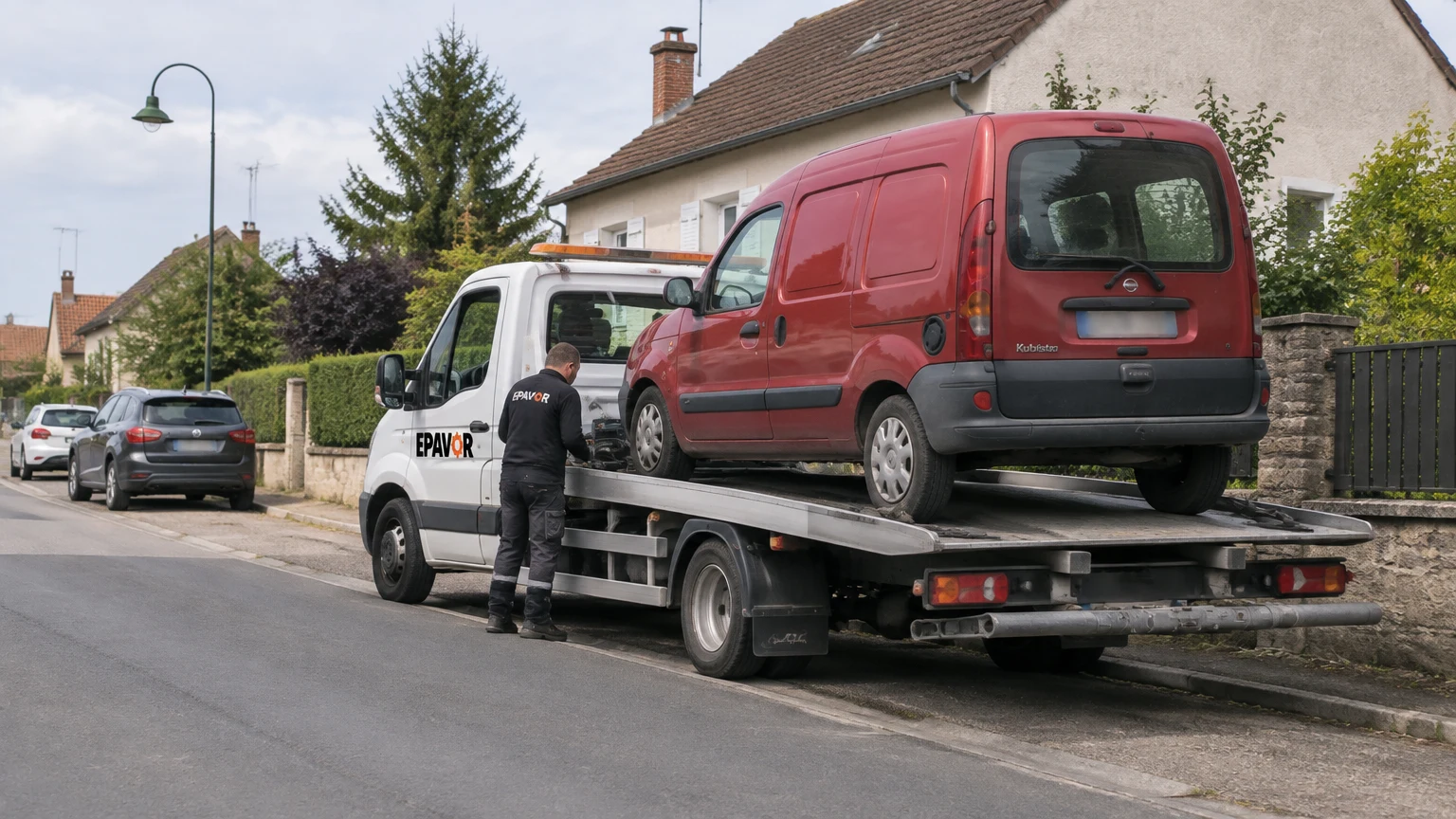 Illustration d’un enlèvement d’épave à Abondant avec une dépanneuse — service d’épaviste.