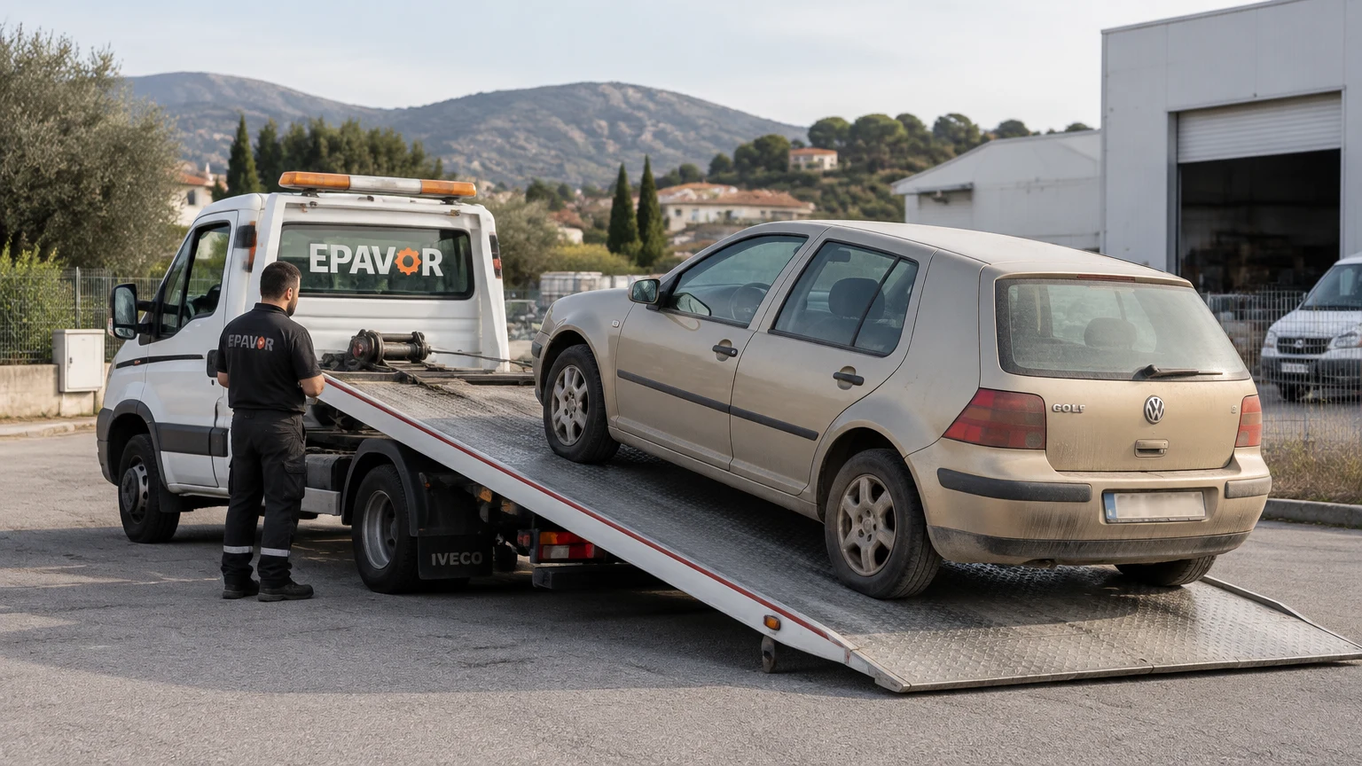 Illustration d’un enlèvement d’épave à Afa avec une dépanneuse — service d’épaviste.