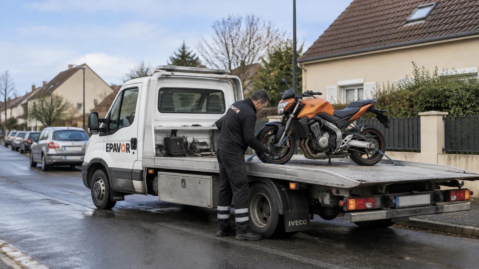 Illustration d’un enlèvement d’épave à Angerville avec une dépanneuse — service d’épaviste.