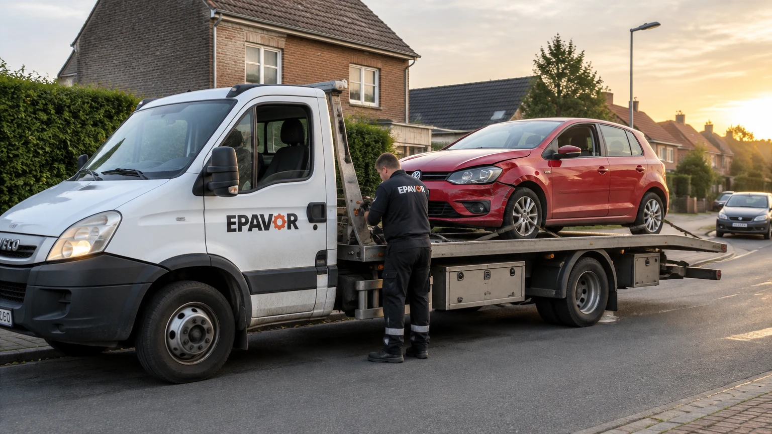 Illustration d’un enlèvement d’épave à Annoeullin avec une dépanneuse — service d’épaviste.