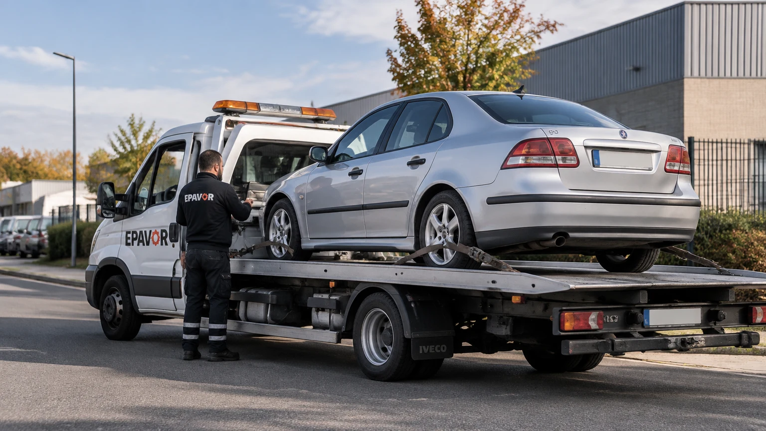 Illustration d’un enlèvement d’épave à Arpajon avec une dépanneuse — service d’épaviste.