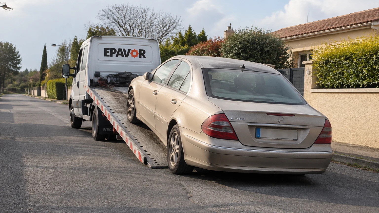 Illustration d’un enlèvement d’épave à Aubie-et-Espessas avec une dépanneuse — service d’épaviste.