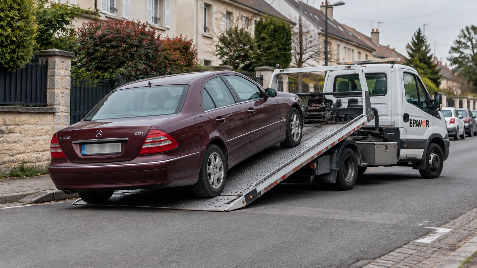 Illustration d’un enlèvement d’épave à Avon avec une dépanneuse — service d’épaviste.