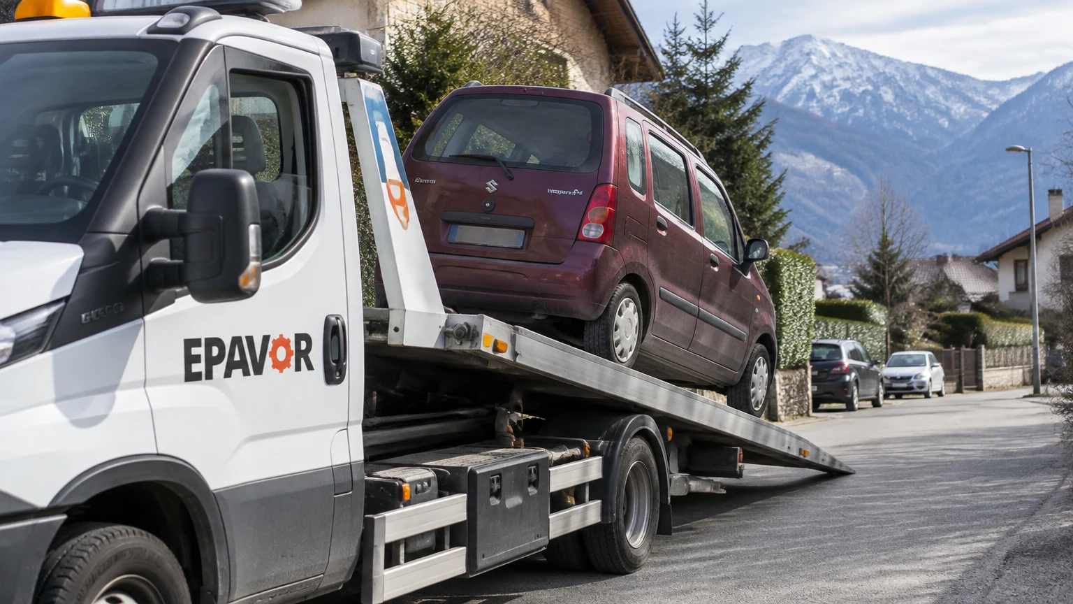Illustration d’un enlèvement d’épave à Ayse avec une dépanneuse — service d’épaviste.