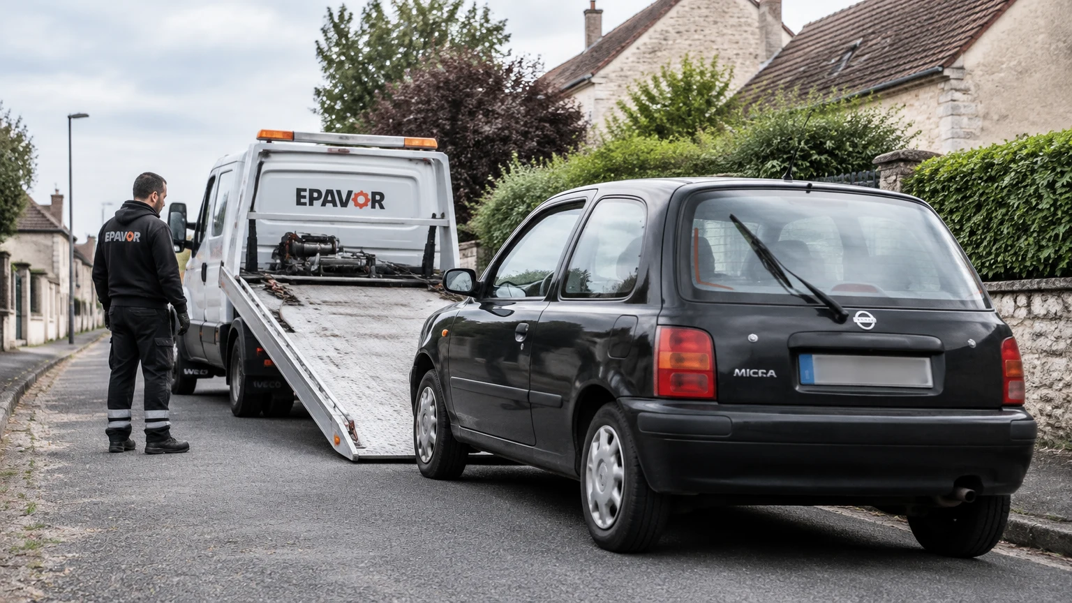 Illustration d’un enlèvement d’épave à Azay-sur-Cher avec une dépanneuse — service d’épaviste.