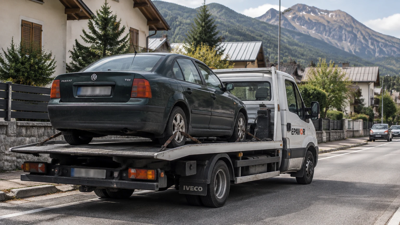 Illustration d’un enlèvement d’épave à Barcelonnette avec une dépanneuse — service d’épaviste.