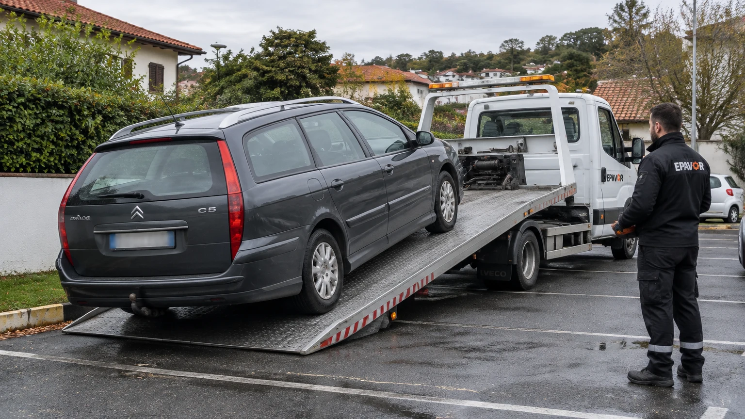 Illustration d’un enlèvement d’épave à Bassussarry avec une dépanneuse — service d’épaviste.