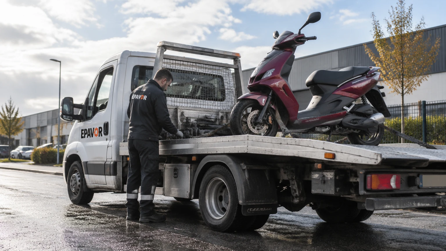 Illustration d’un enlèvement d’épave à Bazancourt avec une dépanneuse — service d’épaviste.