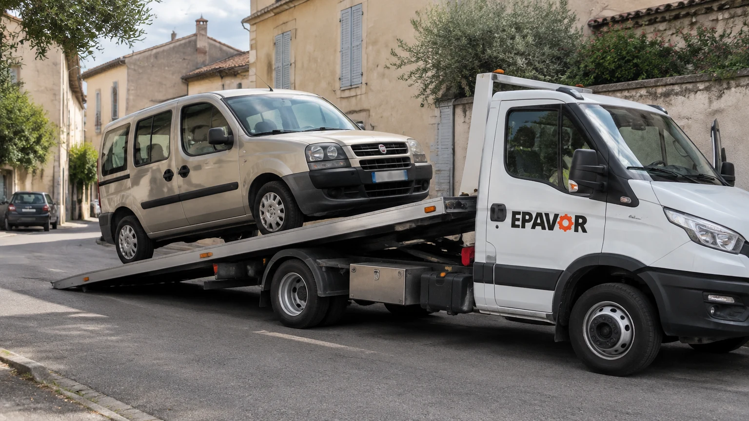 Illustration d’un enlèvement d’épave à Bernis avec une dépanneuse — service d’épaviste.