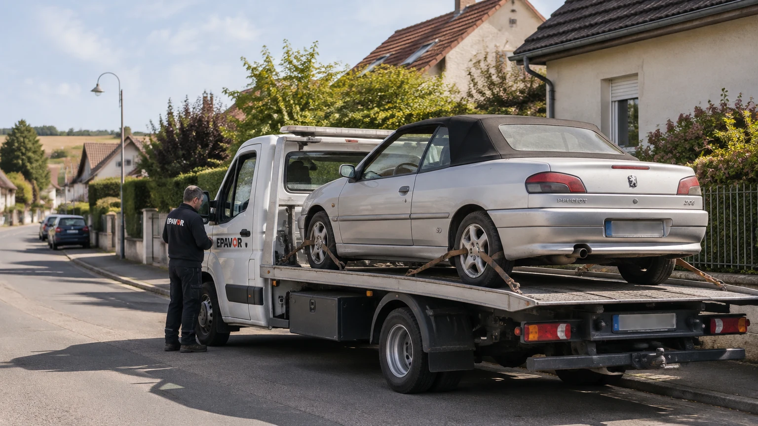 Illustration d’un enlèvement d’épave à Berstett avec une dépanneuse — service d’épaviste.