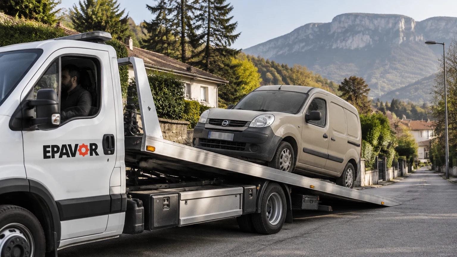 Illustration d’un enlèvement d’épave à Biviers avec une dépanneuse — service d’épaviste.