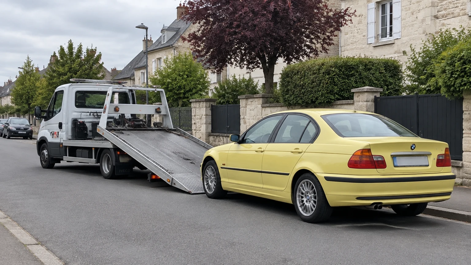 Illustration d’un enlèvement d’épave à Blainville-sur-Orne avec une dépanneuse — service d’épaviste.
