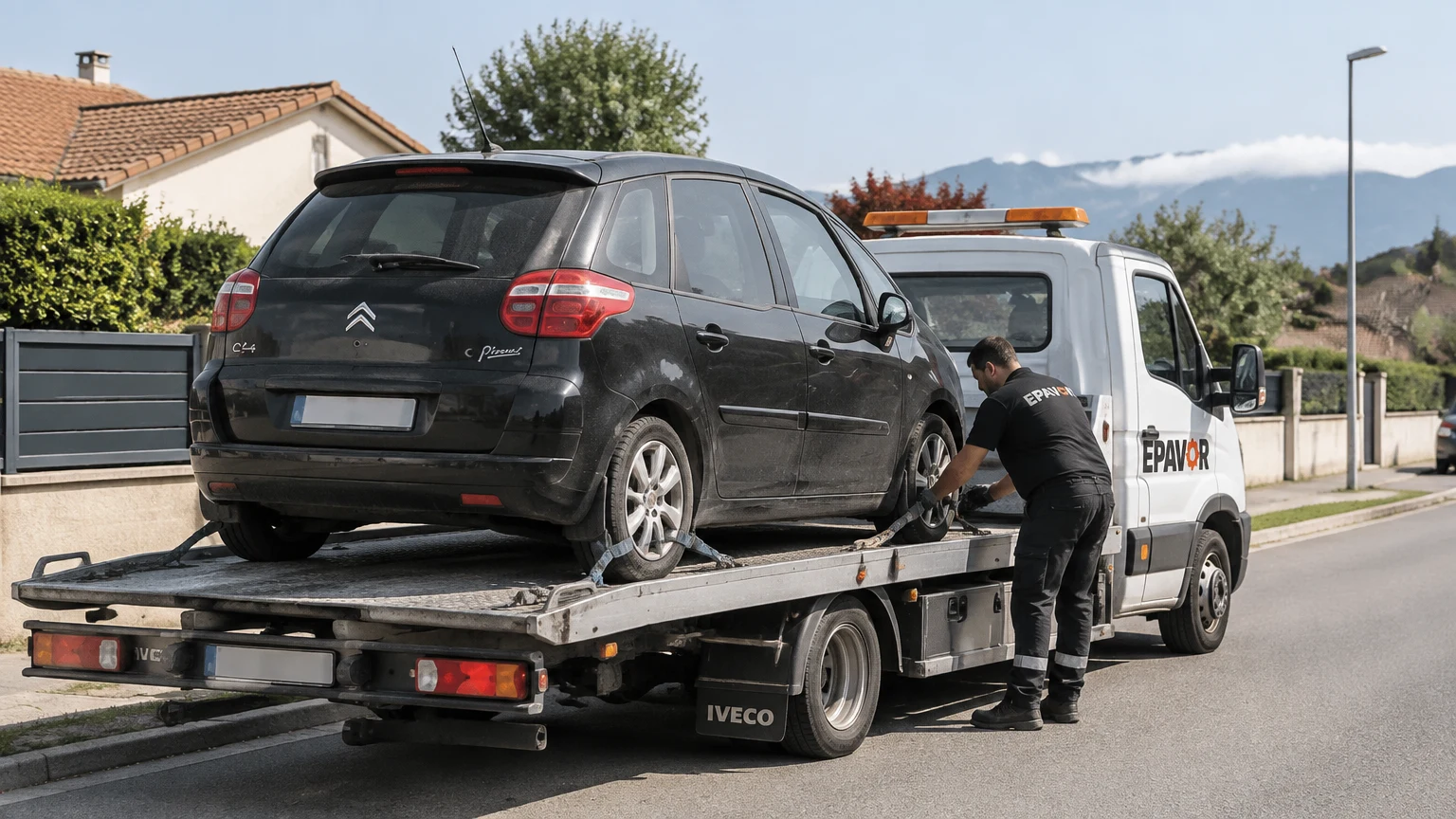Illustration d’un enlèvement d’épave à Bordes avec une dépanneuse — service d’épaviste.