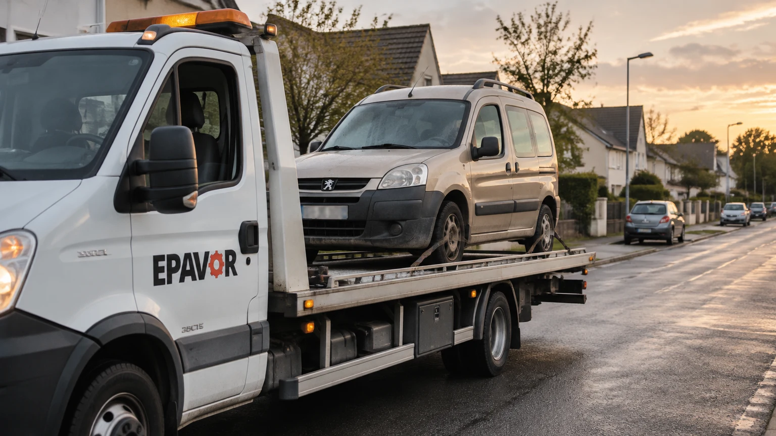 Illustration d’un enlèvement d’épave à Bourguébus avec une dépanneuse — service d’épaviste.