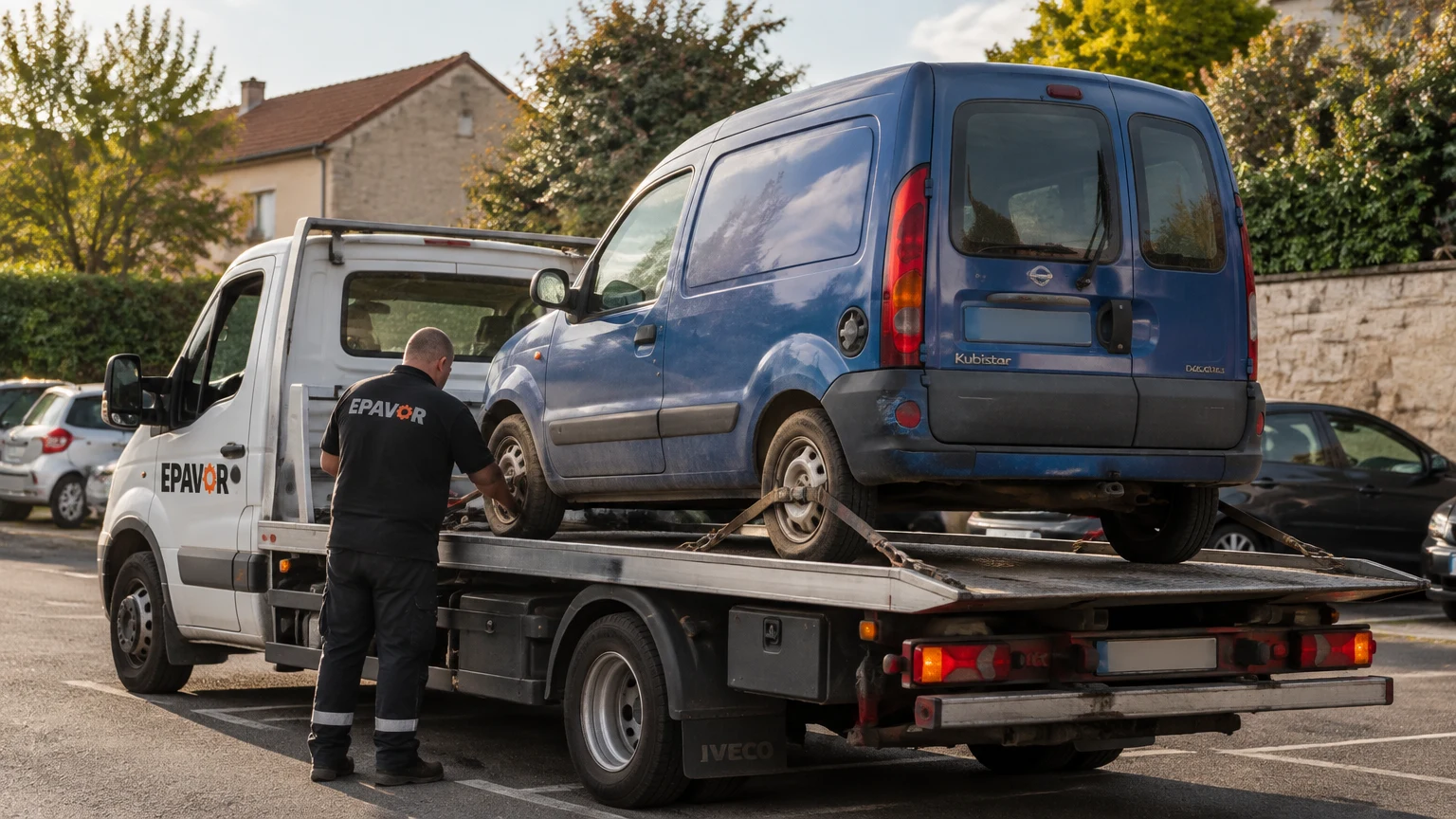 Illustration d’un enlèvement d’épave à Boutigny-sur-Essonne avec une dépanneuse — service d’épaviste.