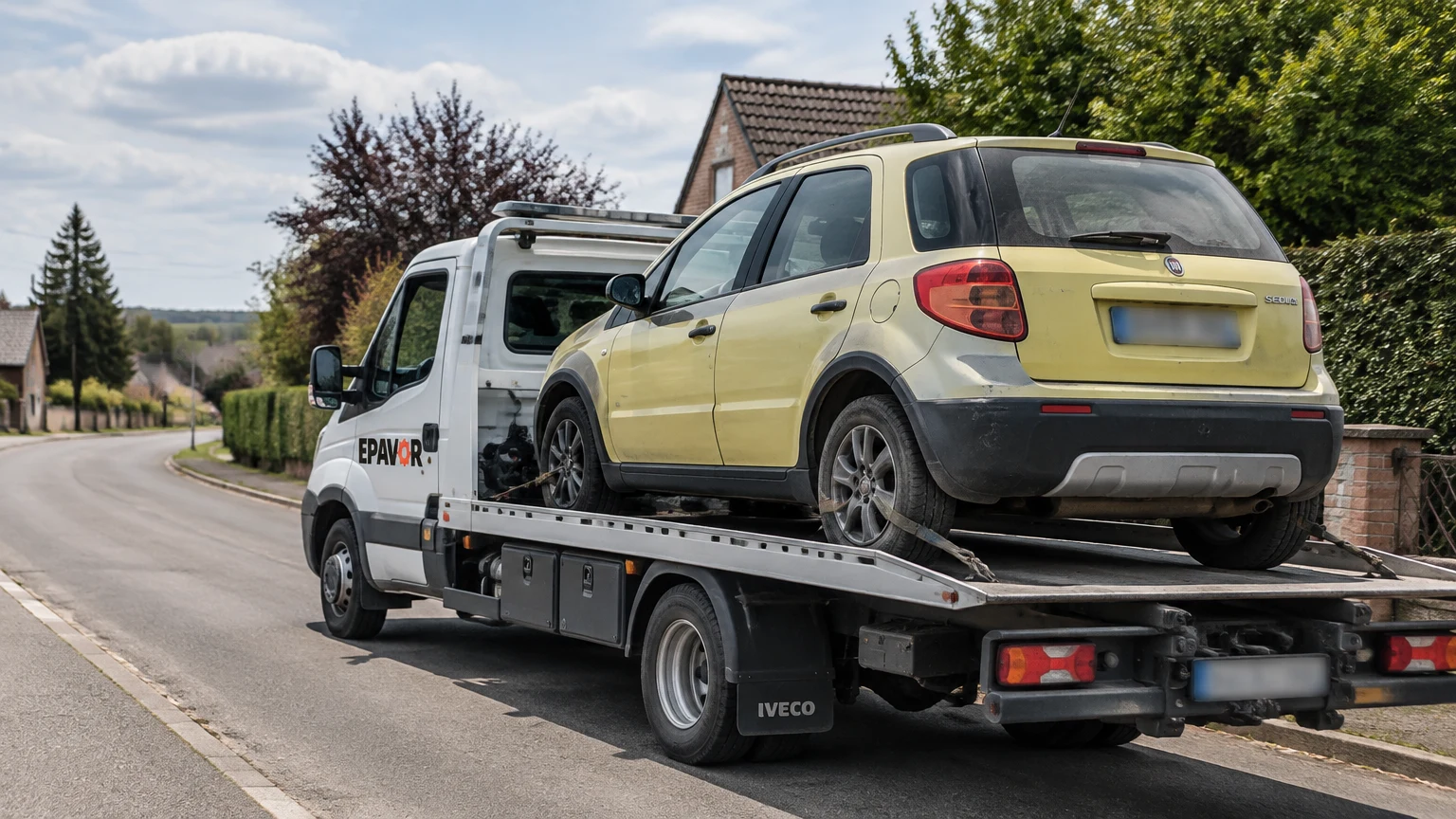 Illustration d’un enlèvement d’épave à Breuil-le-Vert avec une dépanneuse — service d’épaviste.