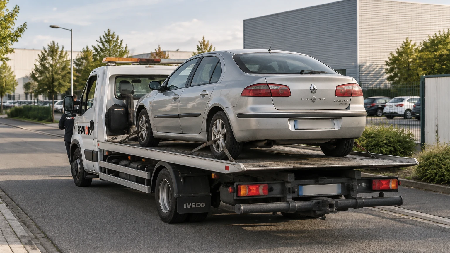 Illustration d’un enlèvement d’épave à Buchelay avec une dépanneuse — service d’épaviste.