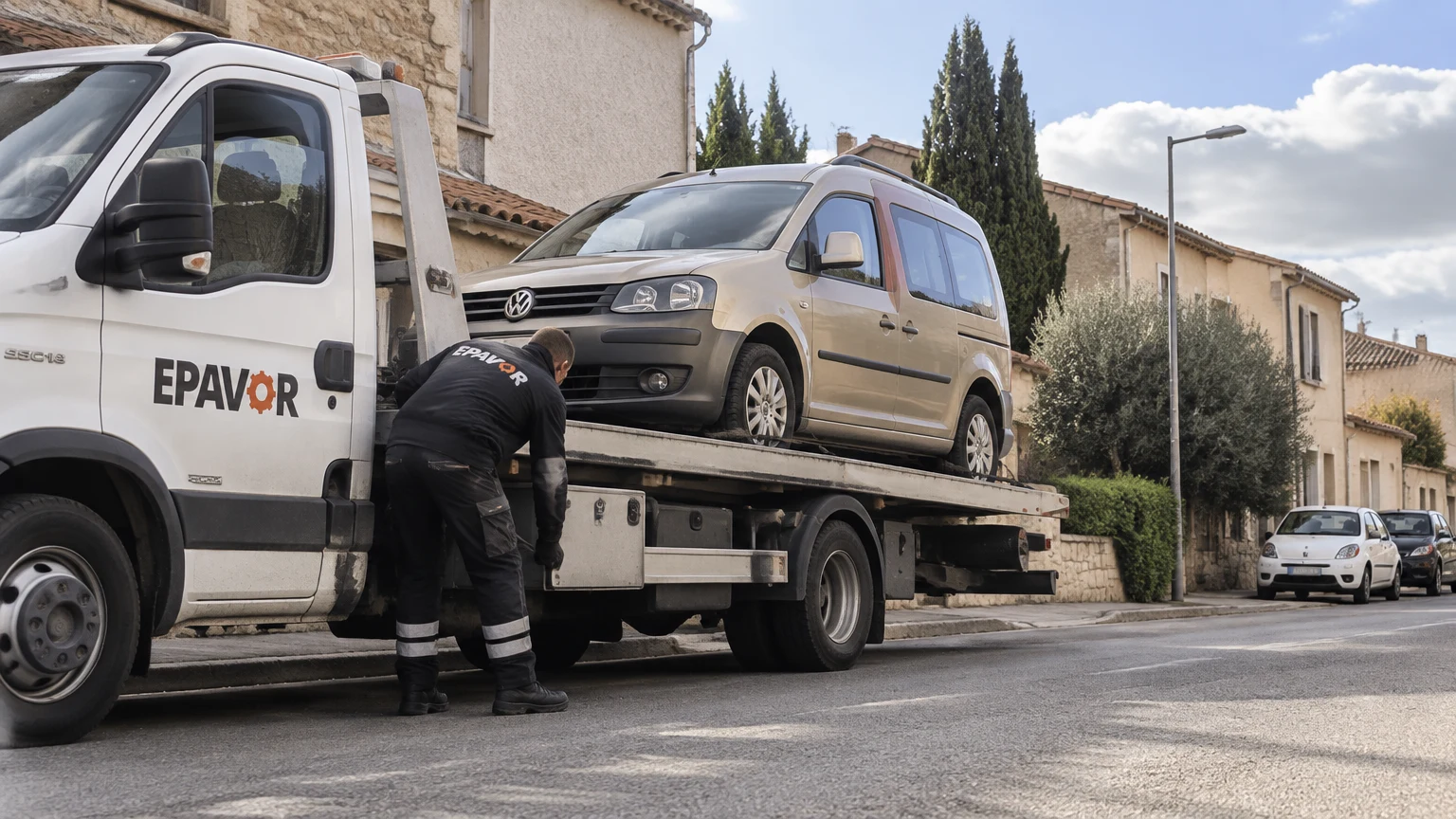 Illustration d’un enlèvement d’épave à Canohès avec une dépanneuse — service d’épaviste.