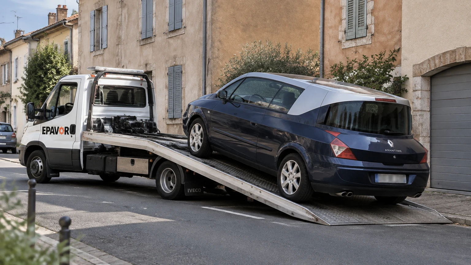 Illustration d’un enlèvement d’épave à Capestang avec une dépanneuse — service d’épaviste.