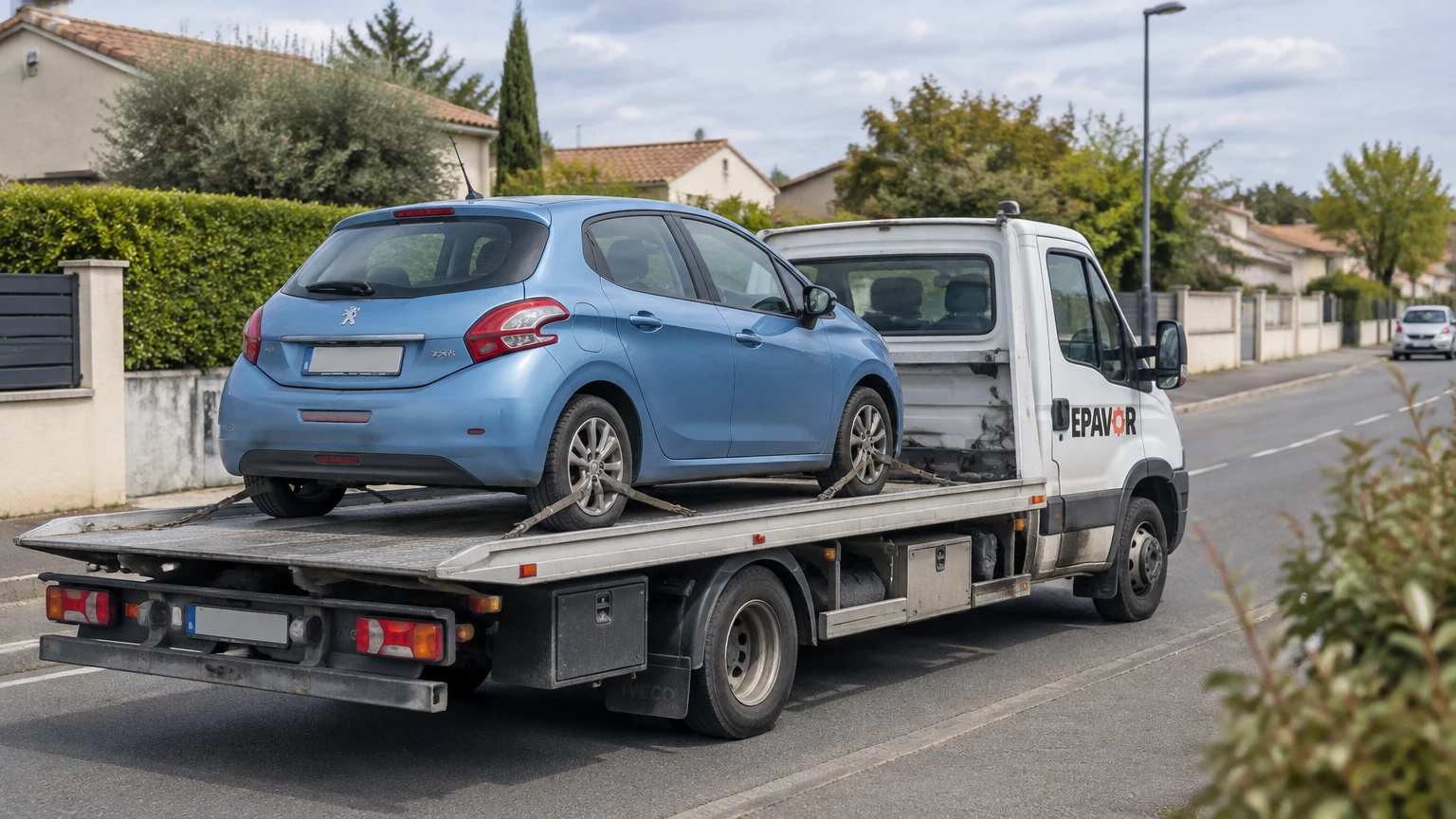 Illustration d’un enlèvement d’épave à Châteaubernard avec une dépanneuse — service d’épaviste.