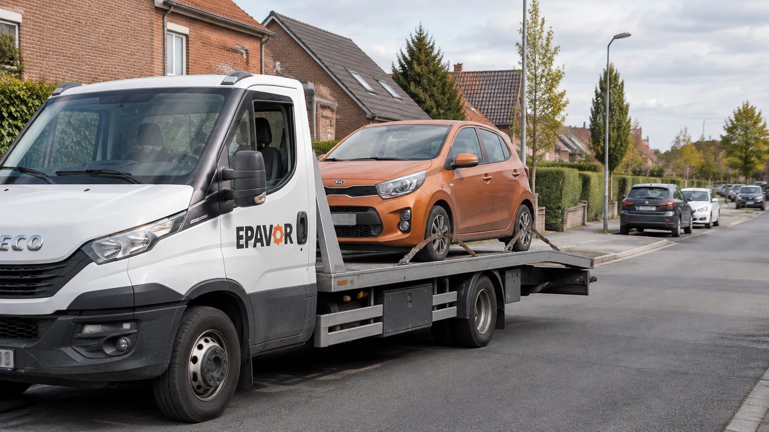 Illustration d’un enlèvement d’épave à Chéreng avec une dépanneuse — service d’épaviste.
