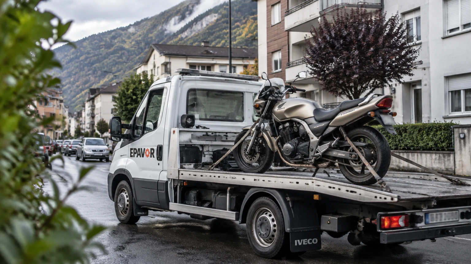 Illustration d’un enlèvement d’épave à Cluses avec une dépanneuse — service d’épaviste.
