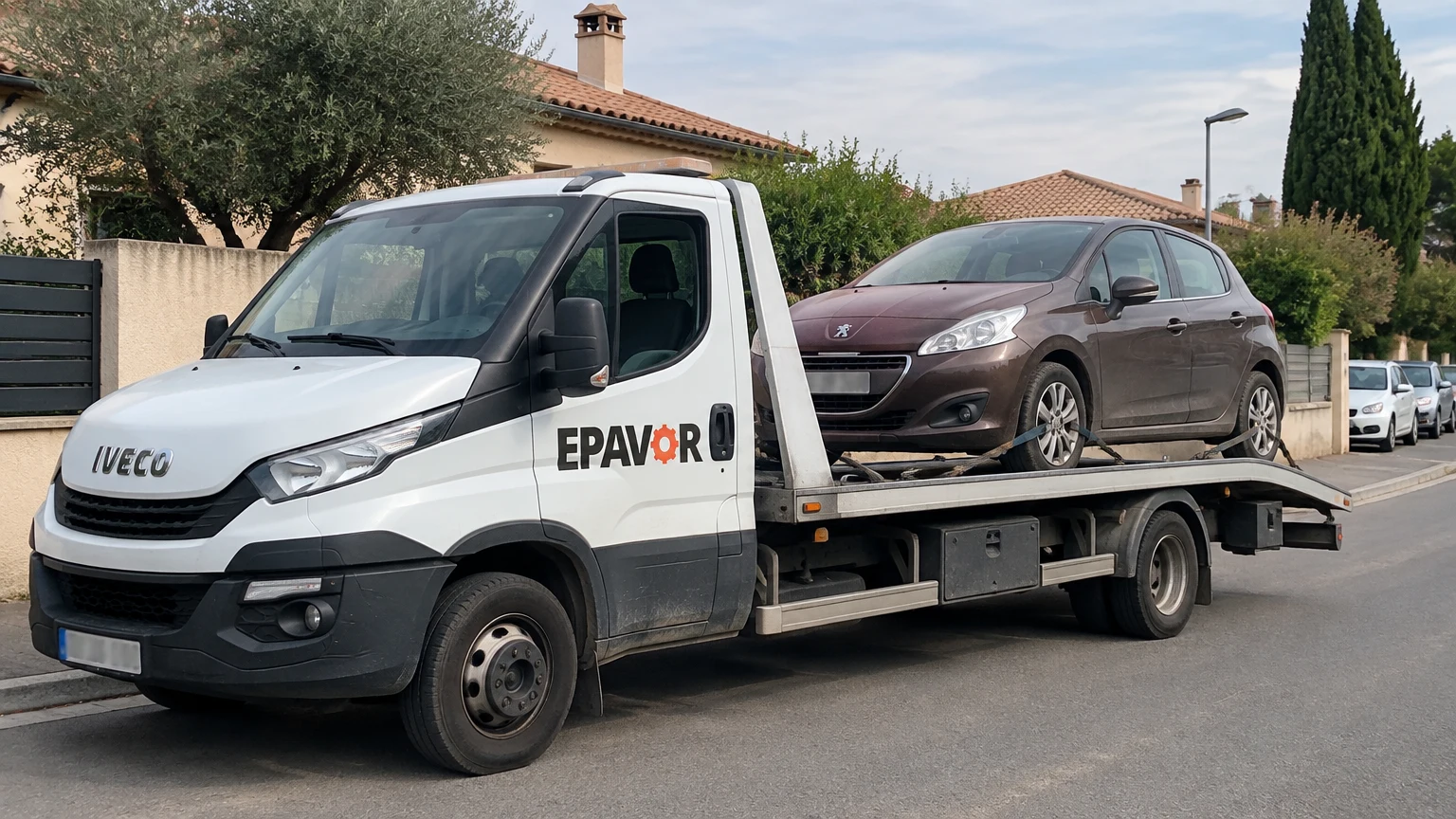 Illustration d’un enlèvement d’épave à Codognan avec une dépanneuse — service d’épaviste.