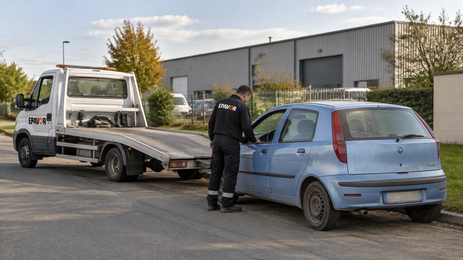 Illustration d’un enlèvement d’épave à Corseul avec une dépanneuse — service d’épaviste.