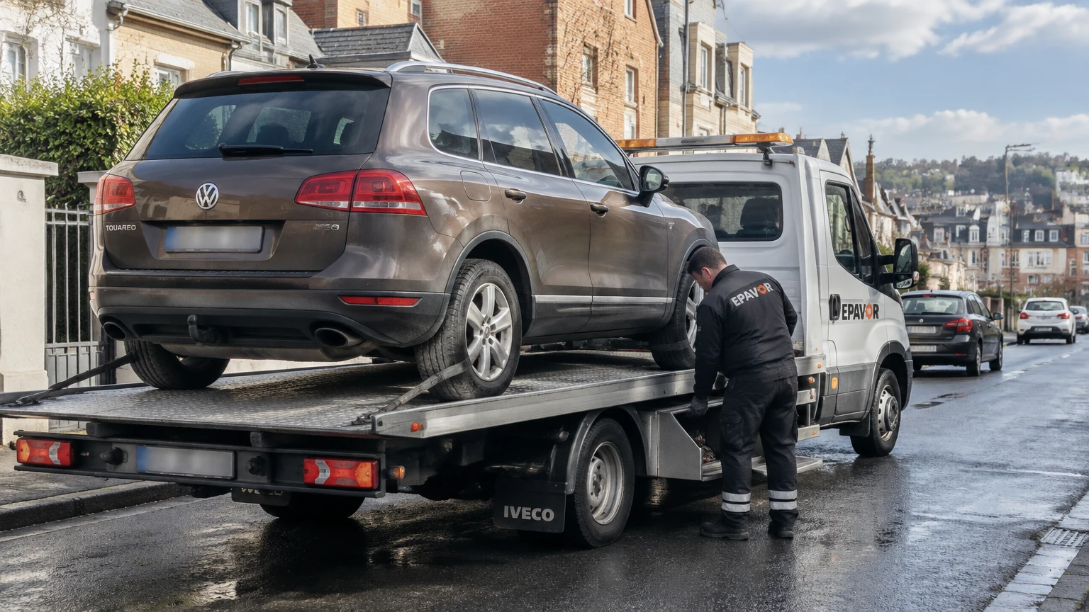 Illustration d’un enlèvement d’épave à Dieppe avec une dépanneuse — service d’épaviste.
