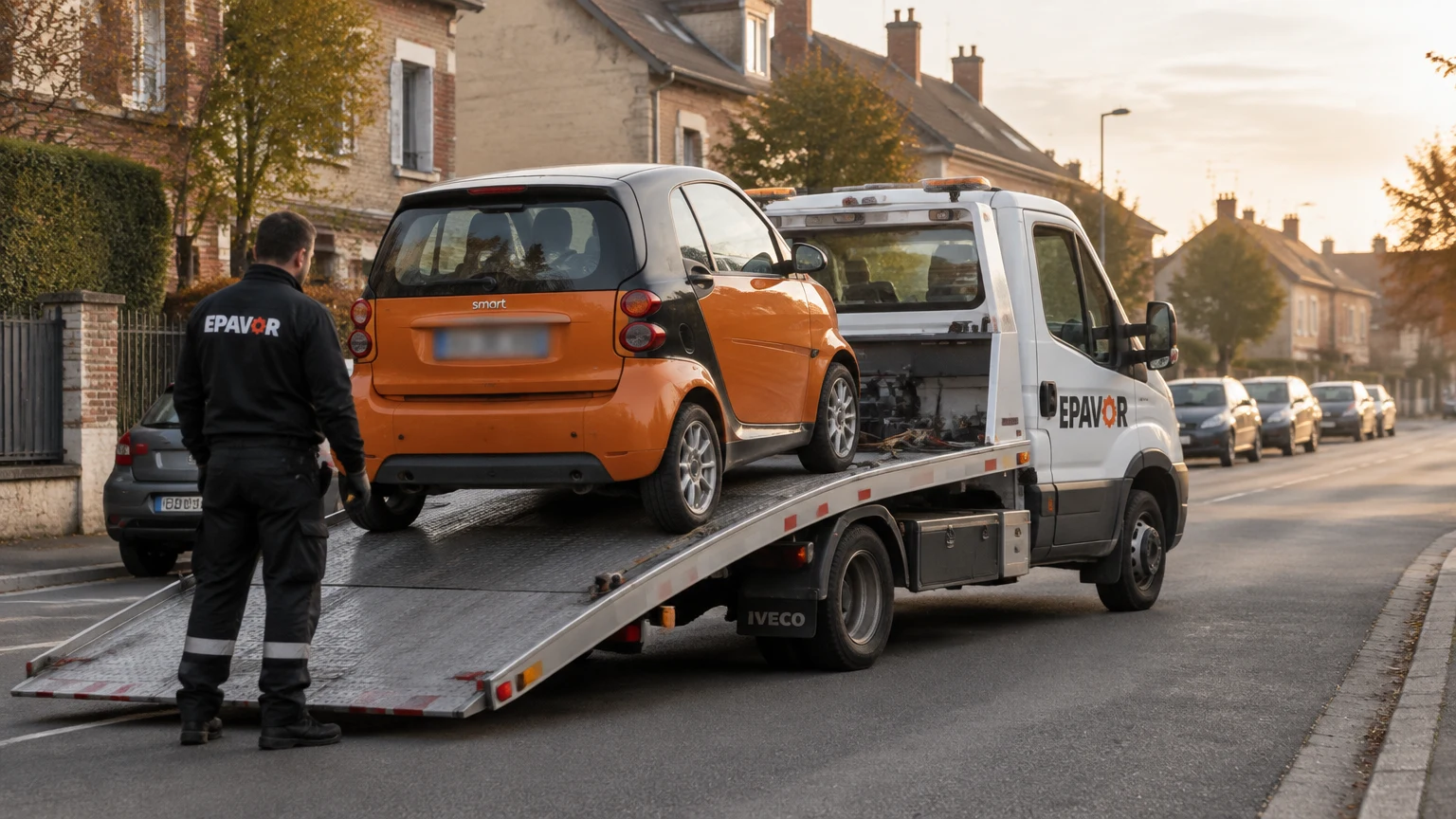 Illustration d’un enlèvement d’épave à Fismes avec une dépanneuse — service d’épaviste.