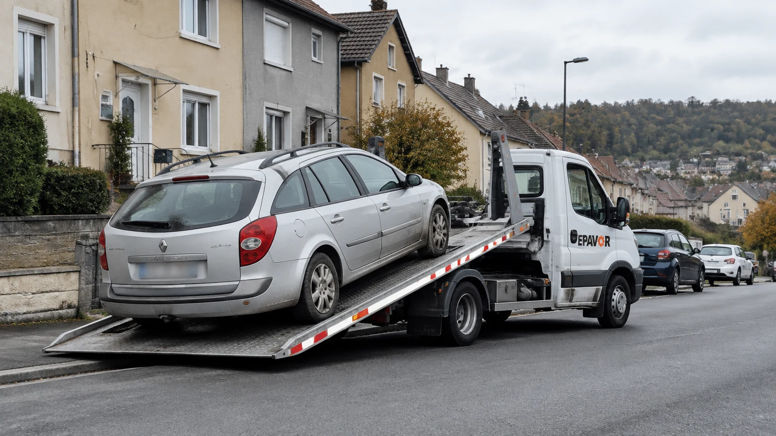 Illustration d’un enlèvement d’épave à Fontoy avec une dépanneuse — service d’épaviste.
