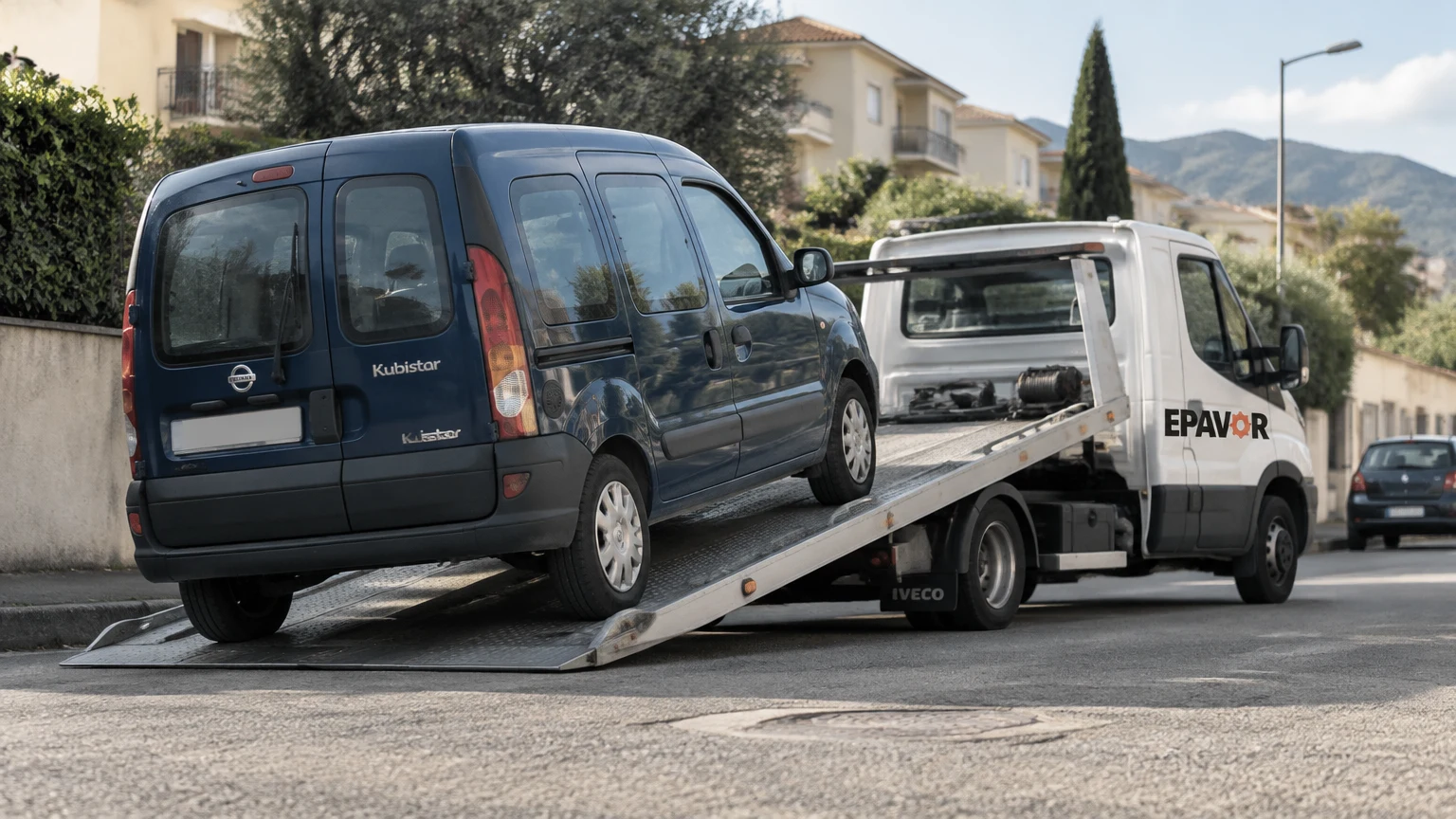 Illustration d’un enlèvement d’épave à Furiani avec une dépanneuse — service d’épaviste.