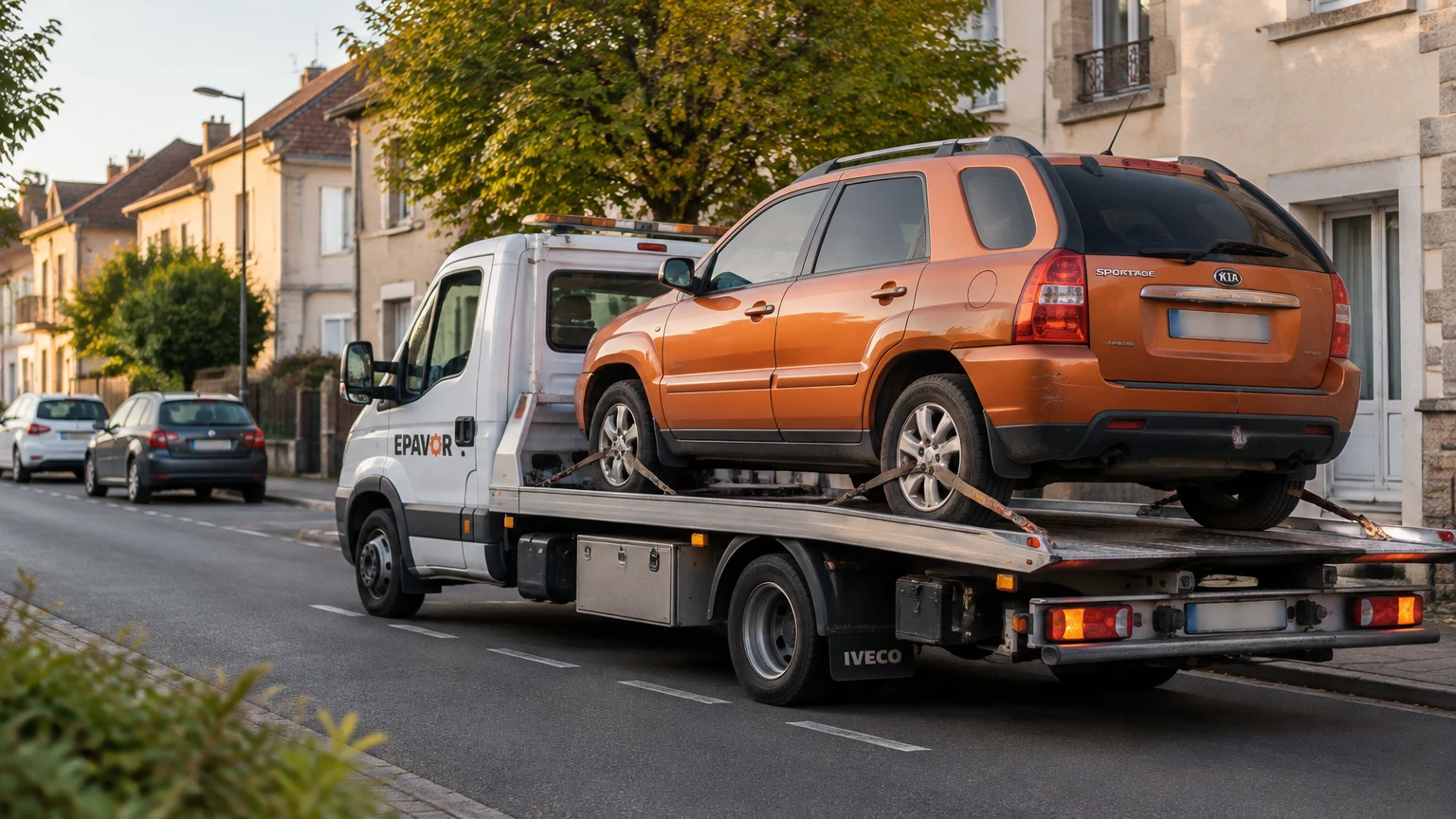 Illustration d’un enlèvement d’épave à Gannat avec une dépanneuse — service d’épaviste.