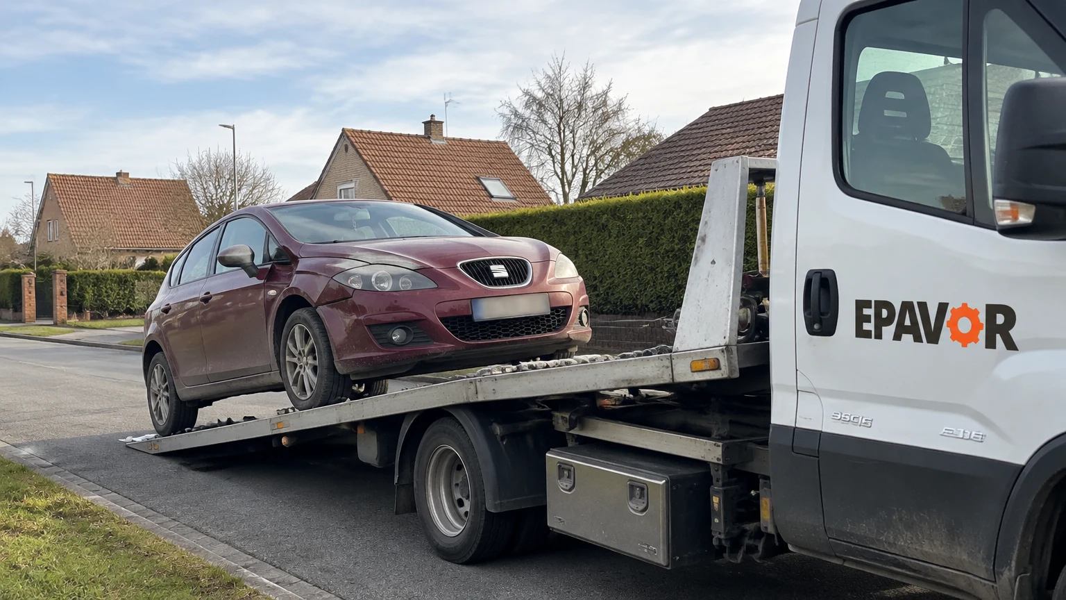 Illustration d’un enlèvement d’épave à Ghyvelde avec une dépanneuse — service d’épaviste.