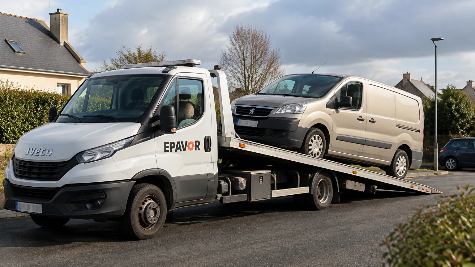 Illustration d’un enlèvement d’épave à Hillion avec une dépanneuse — service d’épaviste.