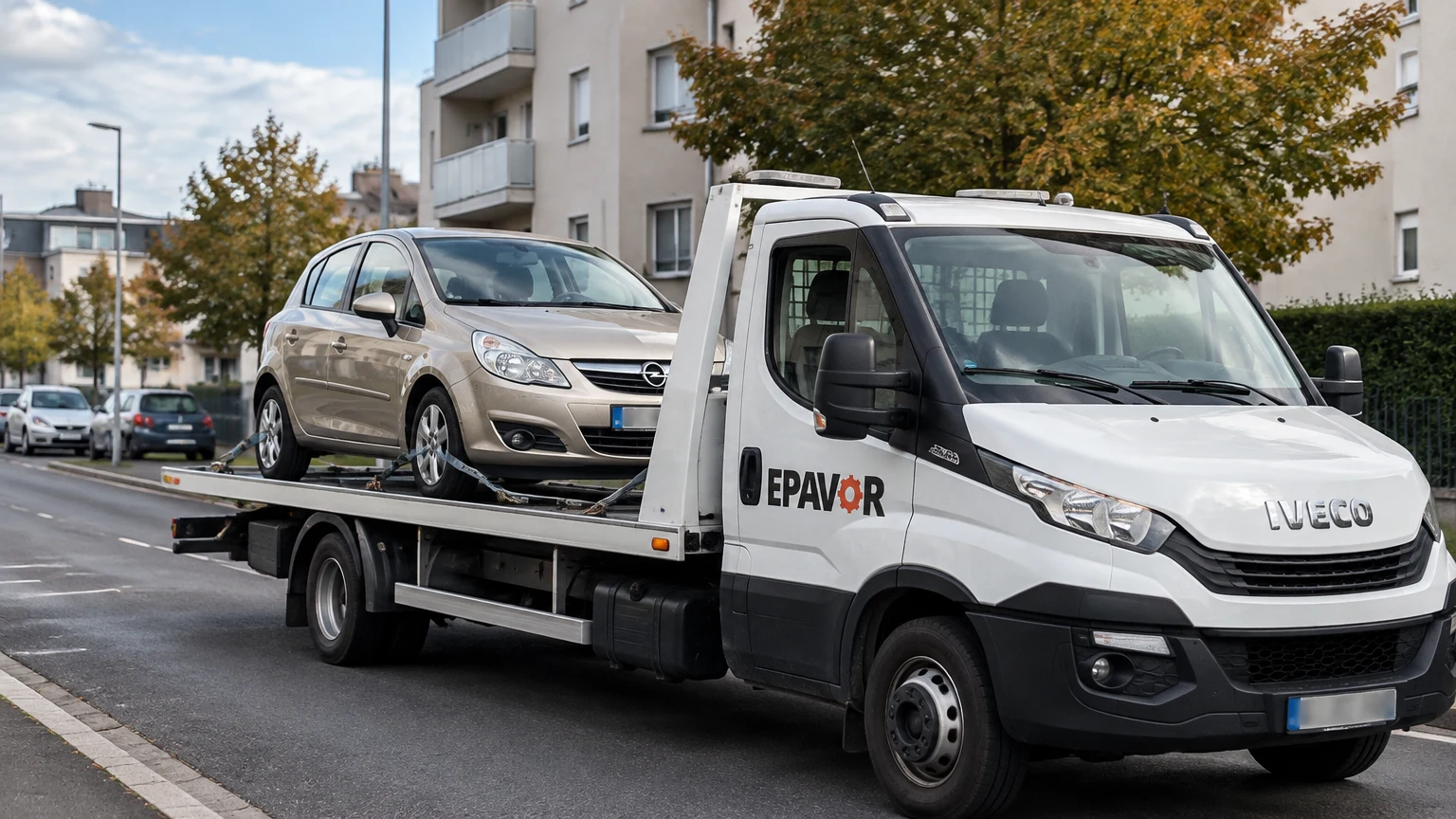 Illustration d’un enlèvement d’épave à Ifs avec une dépanneuse — service d’épaviste.
