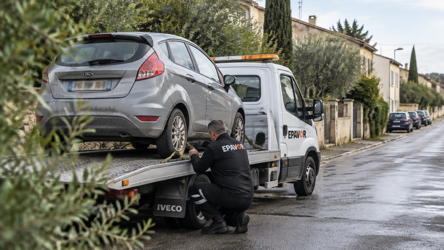 Illustration d’un enlèvement d’épave à Jonquières avec une dépanneuse — service d’épaviste.