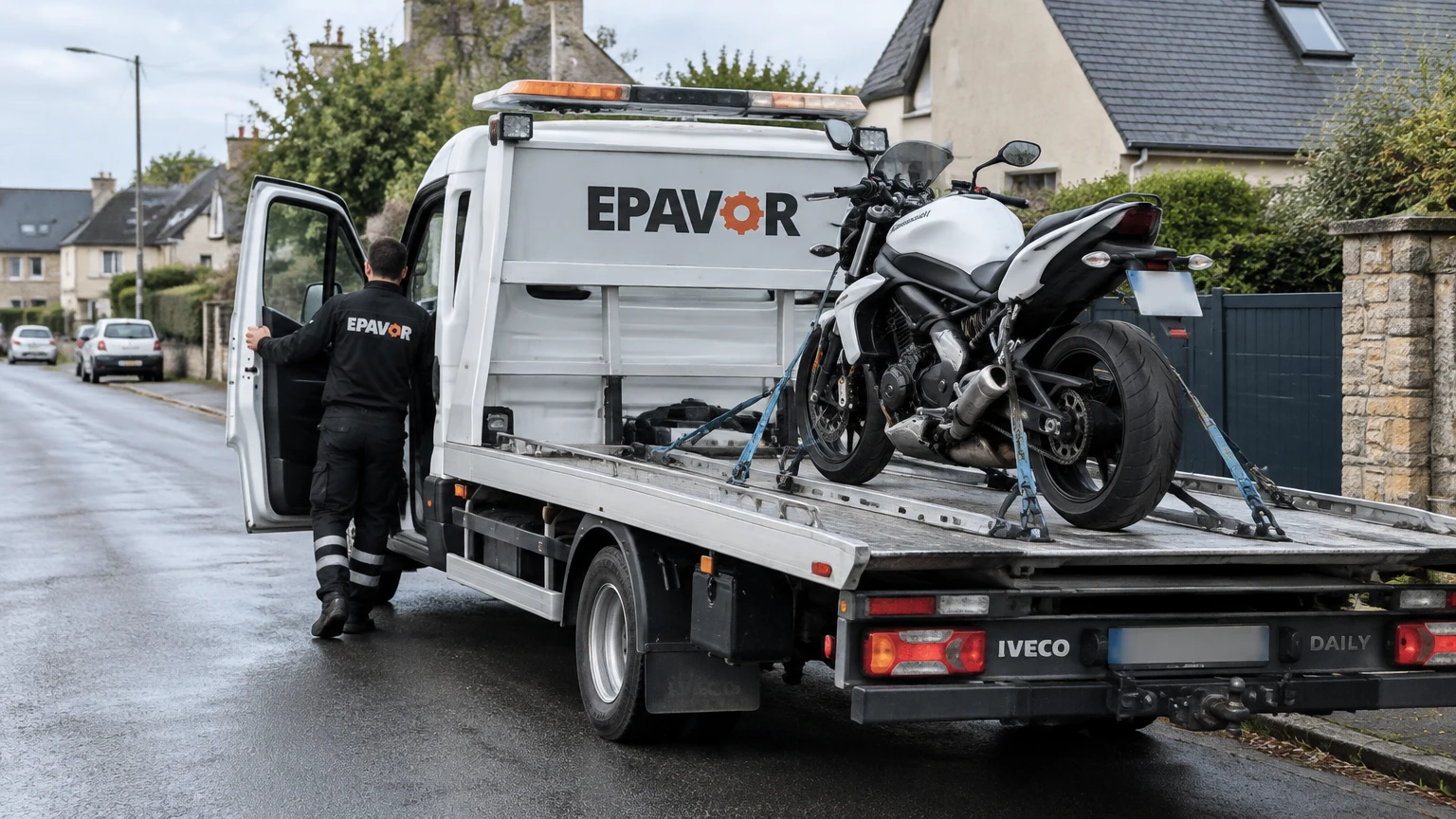 Illustration d’un enlèvement d’épave à Jugon-les-Lacs avec une dépanneuse — service d’épaviste.