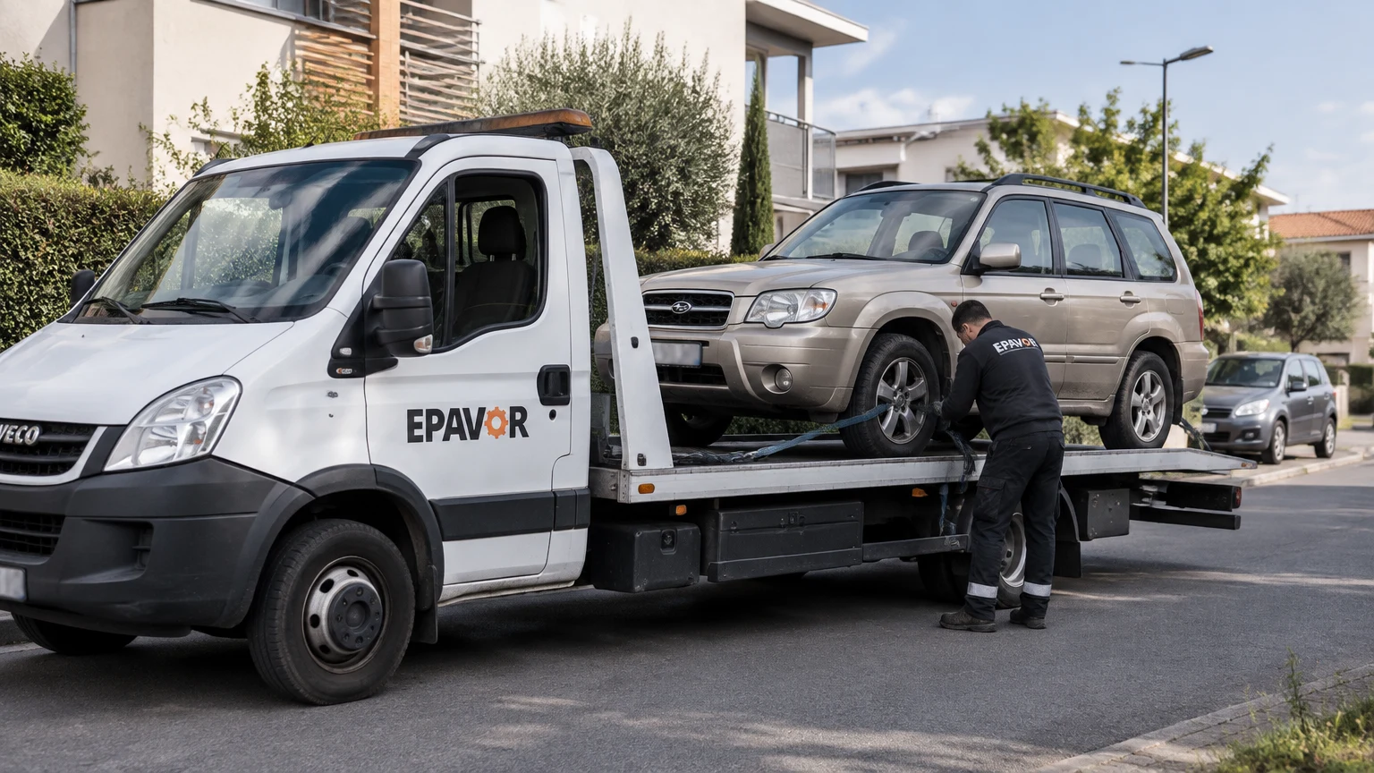 Illustration d’un enlèvement d’épave à Labège avec une dépanneuse — service d’épaviste.