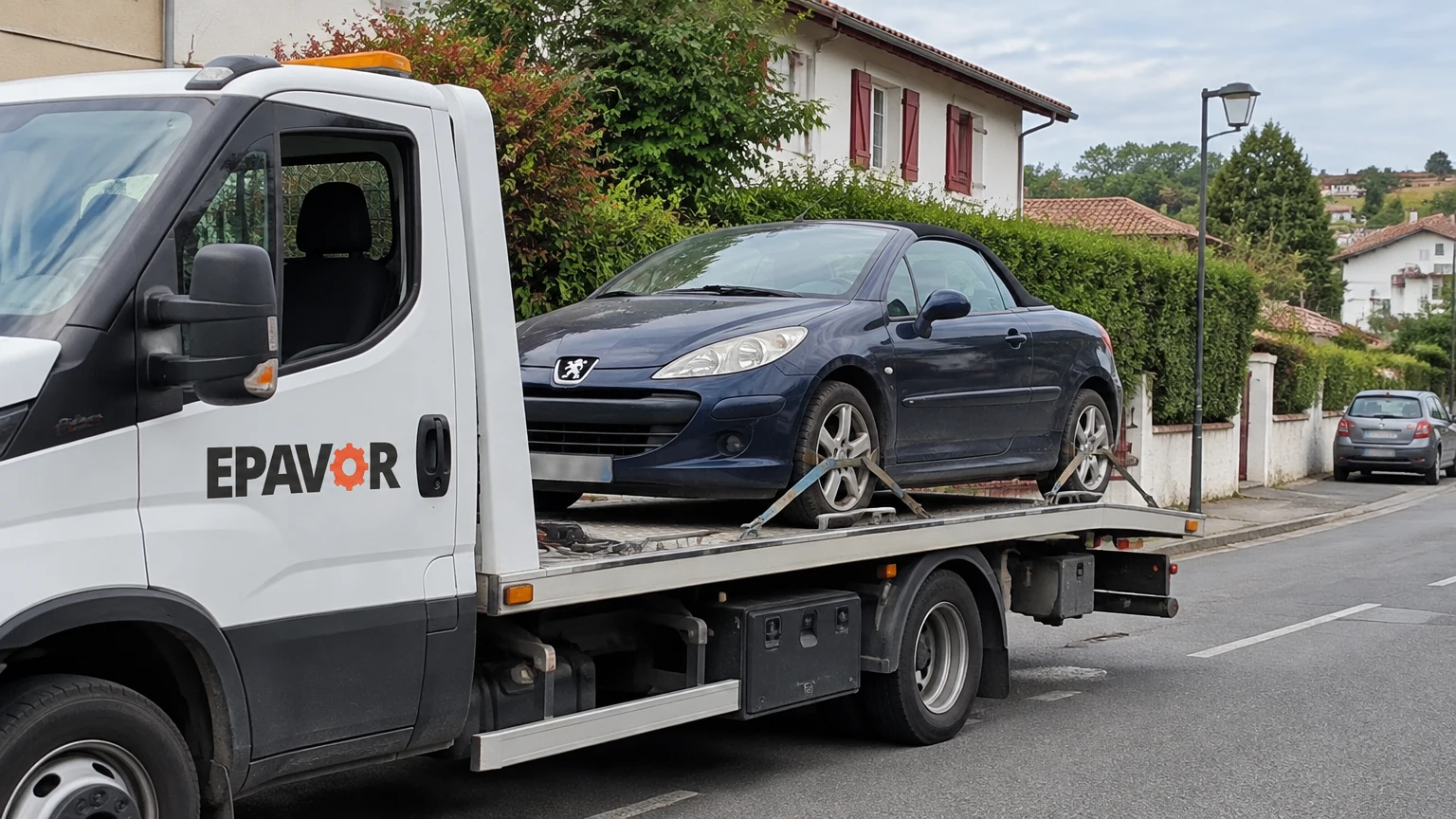 Illustration d’un enlèvement d’épave à Lahonce avec une dépanneuse — service d’épaviste.