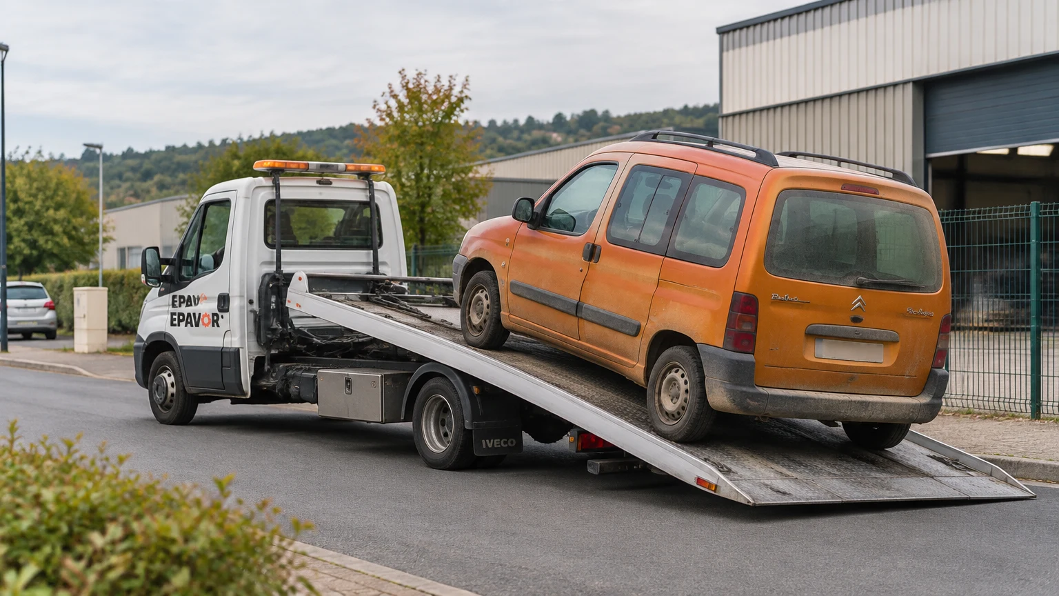 Illustration d’un enlèvement d’épave à Lalinde avec une dépanneuse — service d’épaviste.