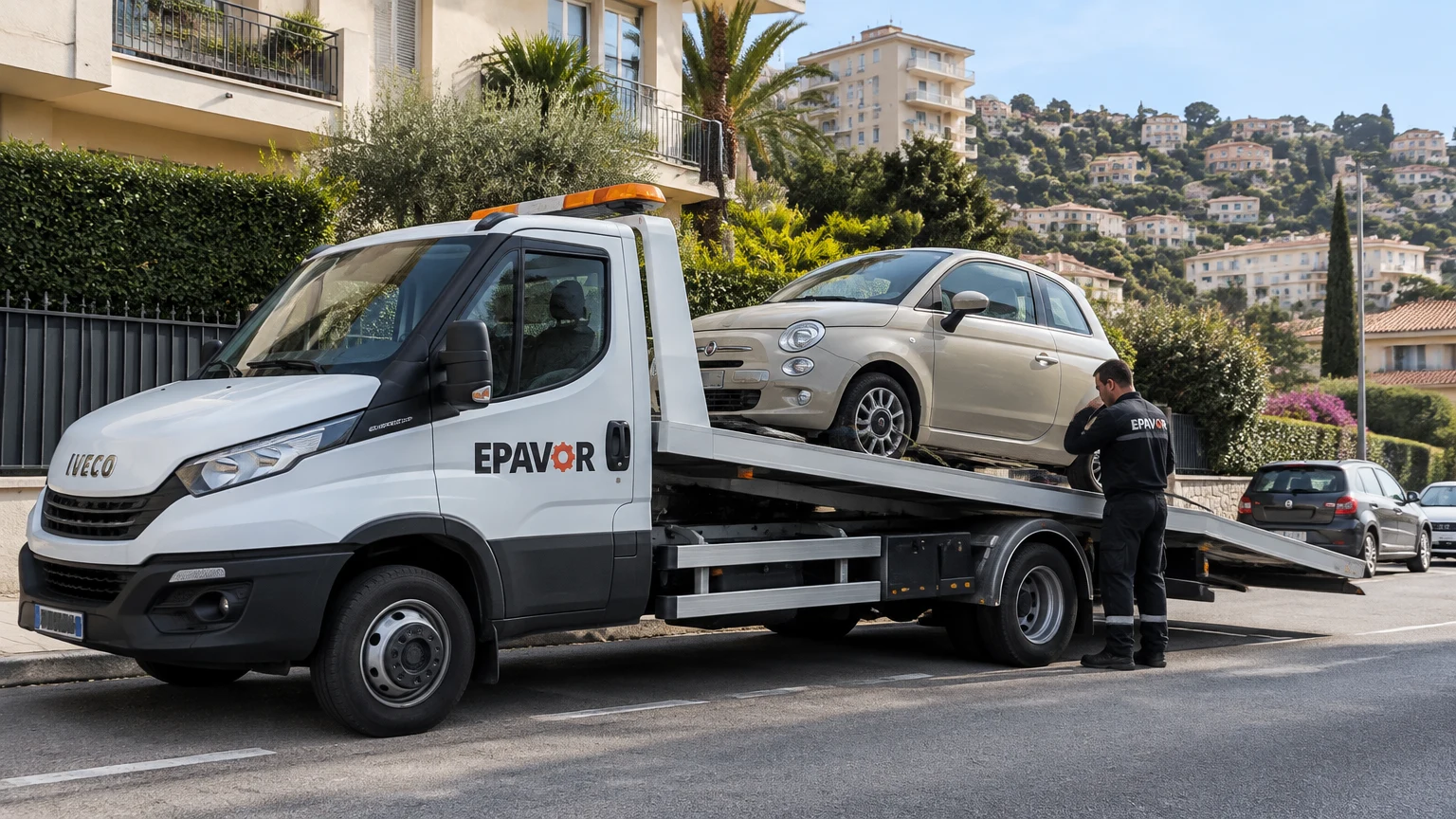 Illustration d’un enlèvement d’épave à Le Cannet avec une dépanneuse — service d’épaviste.