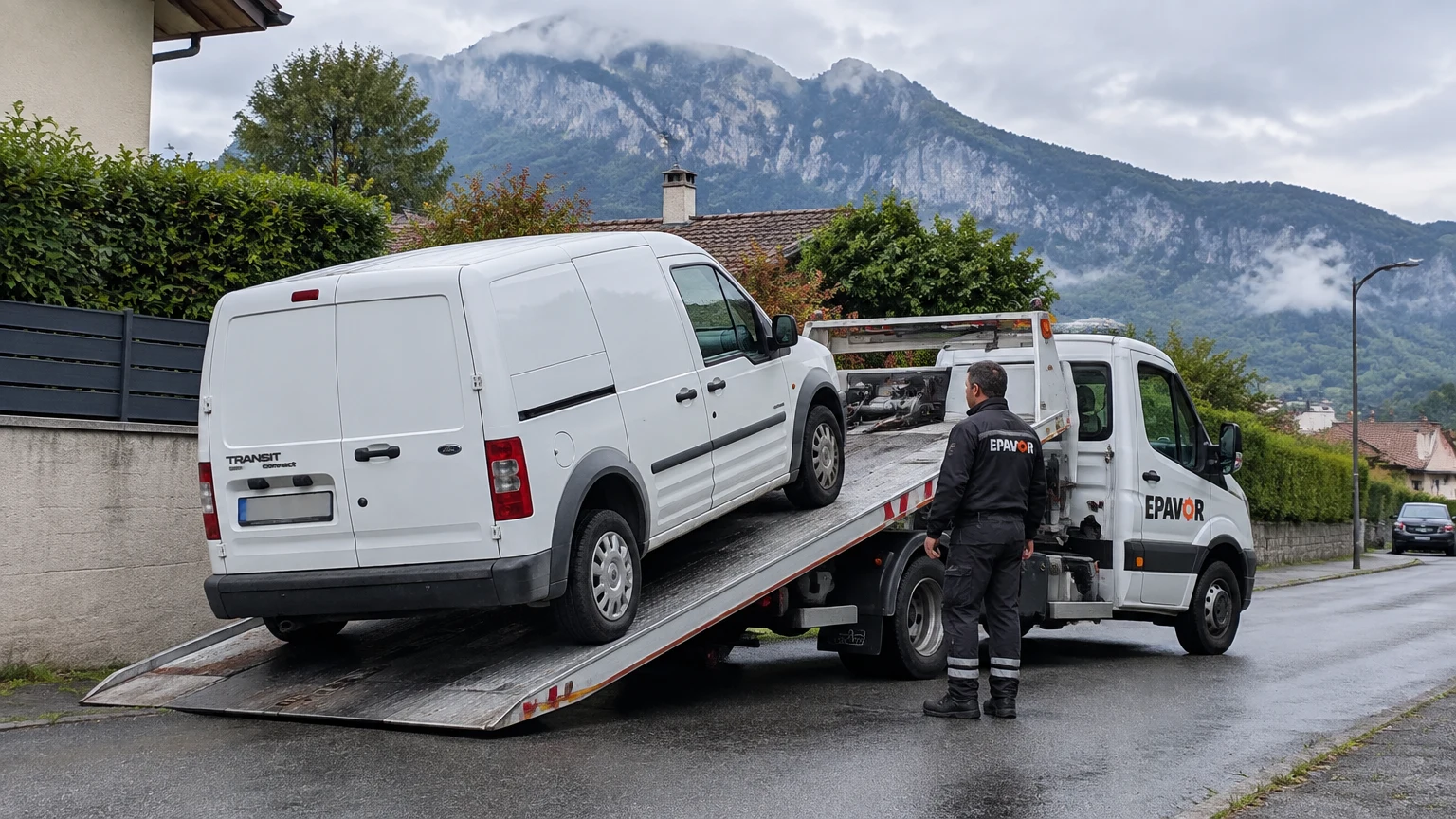 Illustration d’un enlèvement d’épave à Le Touvet avec une dépanneuse — service d’épaviste.