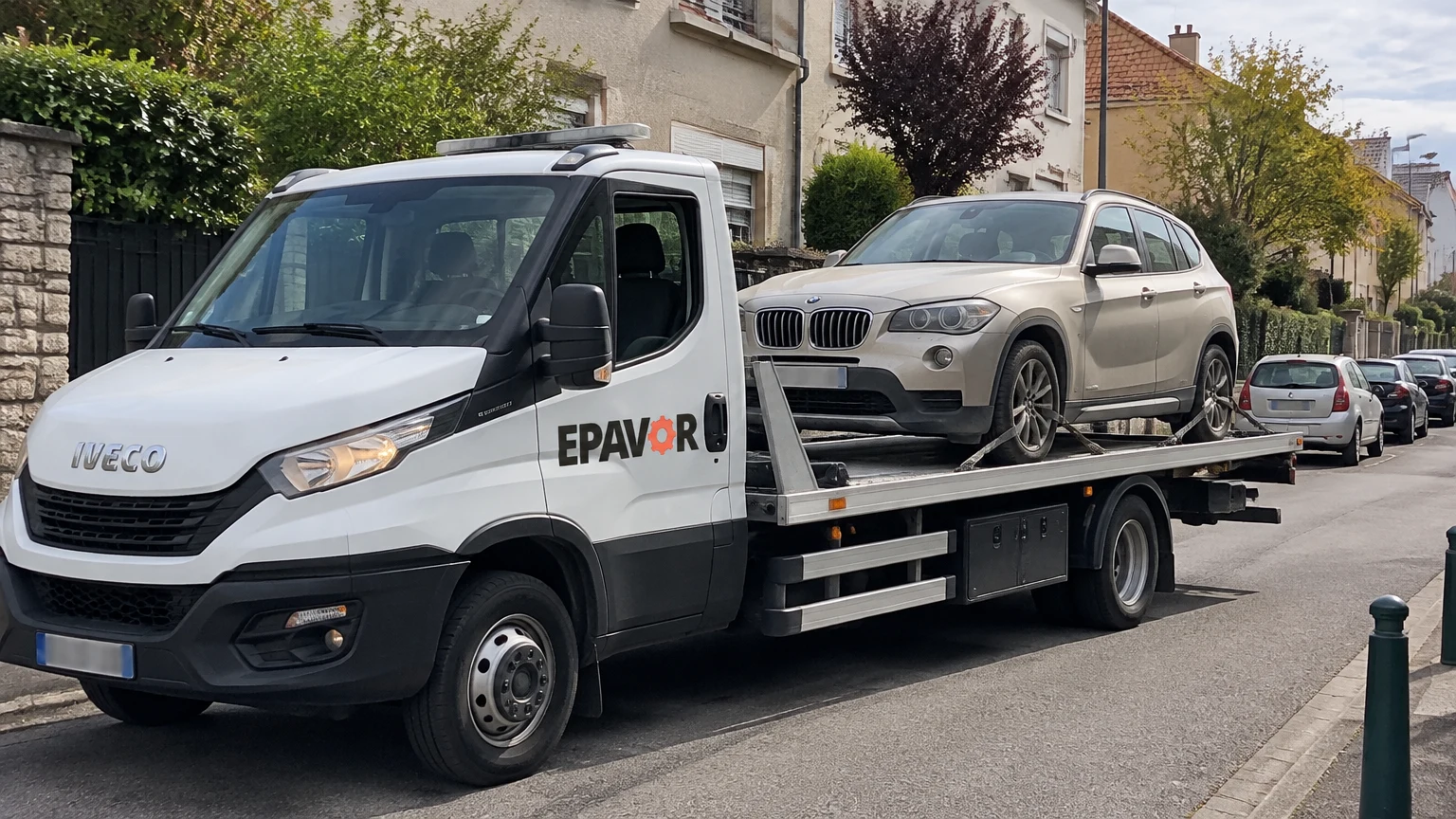 Illustration d’un enlèvement d’épave à Les Clayes-sous-Bois avec une dépanneuse — service d’épaviste.