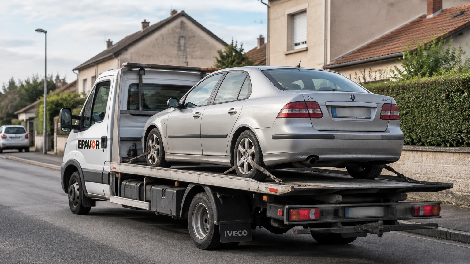 Illustration d’un enlèvement d’épave à Lure avec une dépanneuse — service d’épaviste.