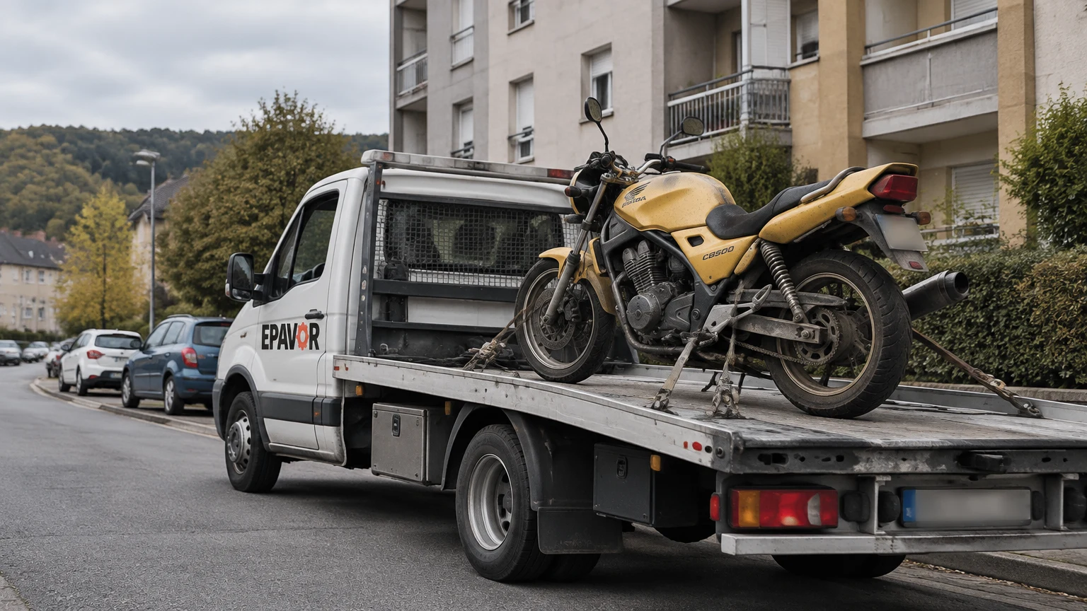 Illustration d’un enlèvement d’épave à Marange-Silvange avec une dépanneuse — service d’épaviste.