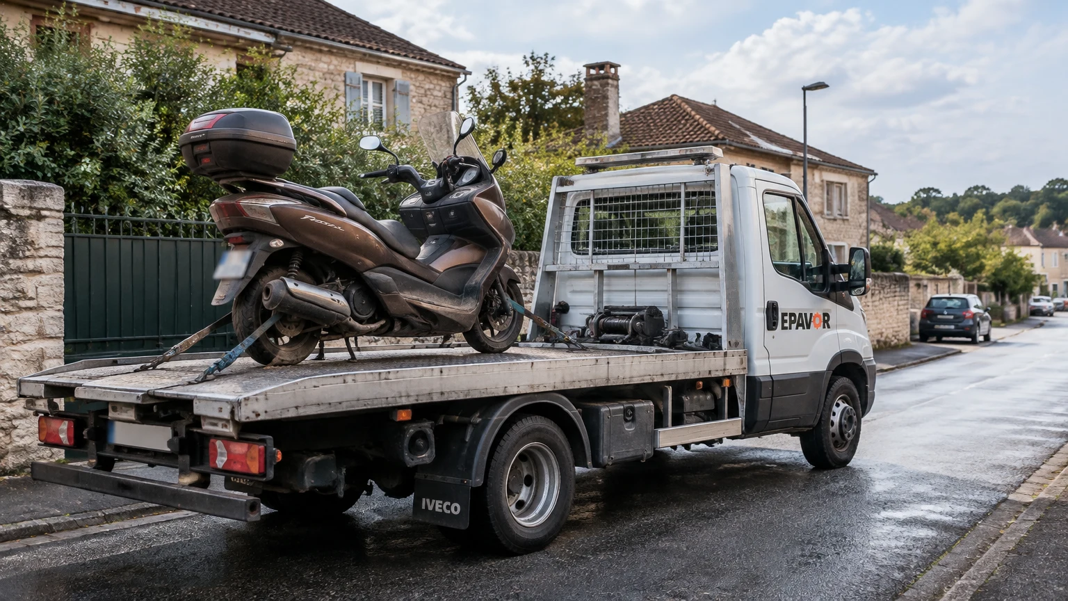 Illustration d’un enlèvement d’épave à Mareuil avec une dépanneuse — service d’épaviste.