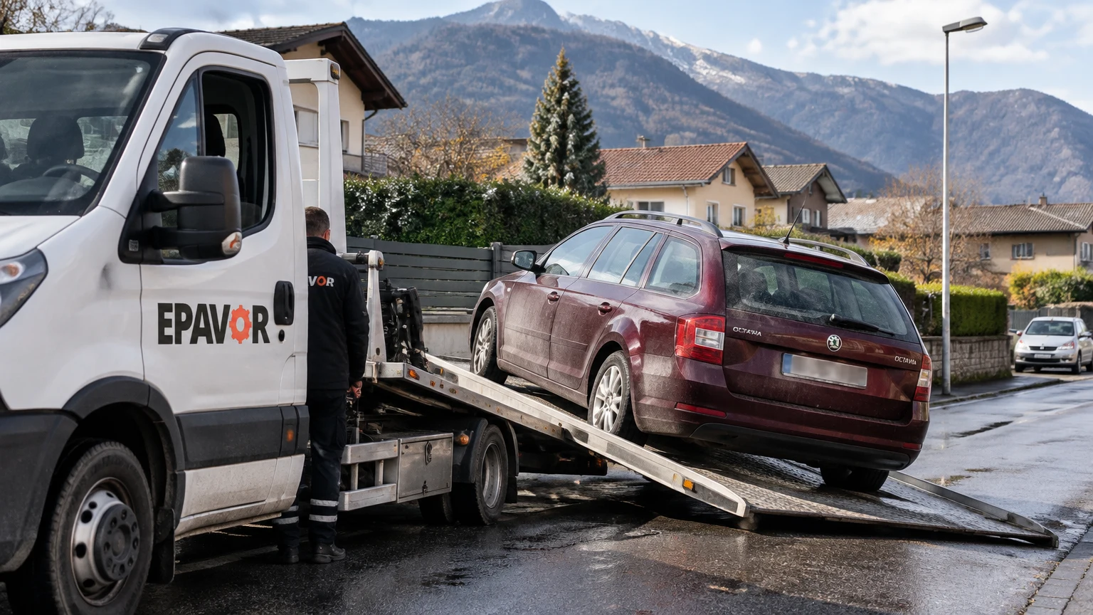Illustration d’un enlèvement d’épave à Marnaz avec une dépanneuse — service d’épaviste.
