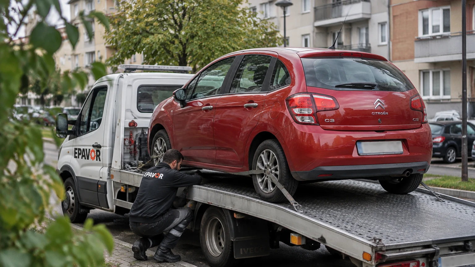 Illustration d’un enlèvement d’épave à Maromme avec une dépanneuse — service d’épaviste.